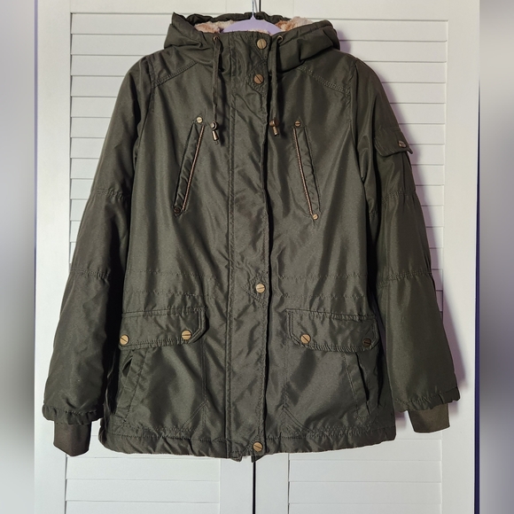 Celebrity Pink Dark Green Hooded Utility Jacket - Picture 1 of 4